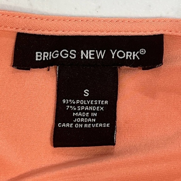 BRIGGS NEW YORK SHORT SLEEVE COWL NECK STRETCH PULLOVER KNIT TOP PEACH SMALL EUC - Picture 7 of 8